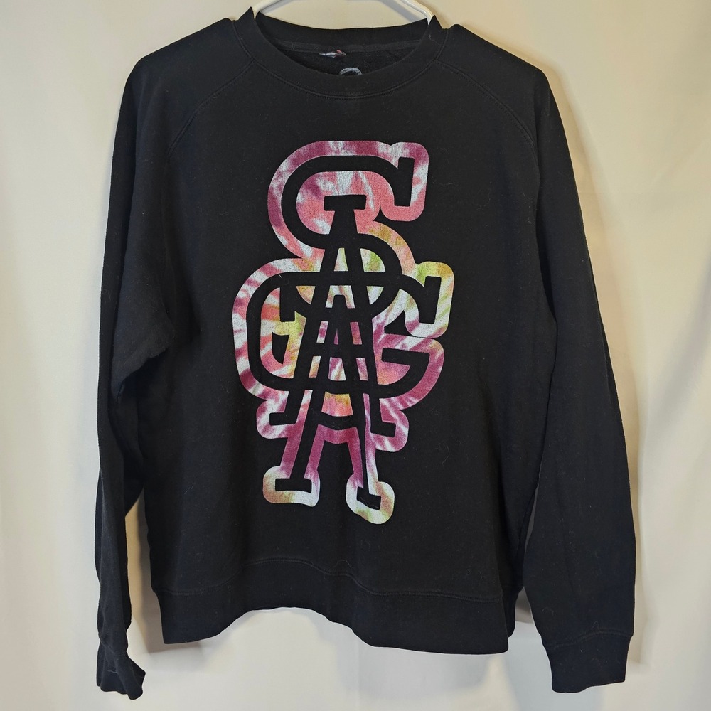 Sage Graphic‎ Sweatshirt Women M Black Tie-Dye Logo Streetwear Pullover